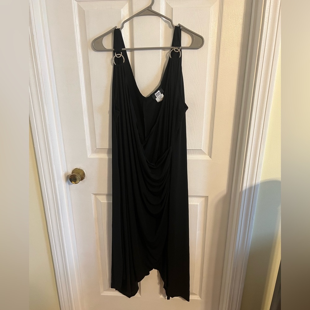 Elegant Black Draped Wrap Dress Size 26W